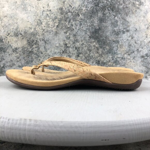 Vionic Women's Size 9 Mona Tan Cork Sole Open Toe Slip On Thong Flats Sandals - Picture 5 of 14